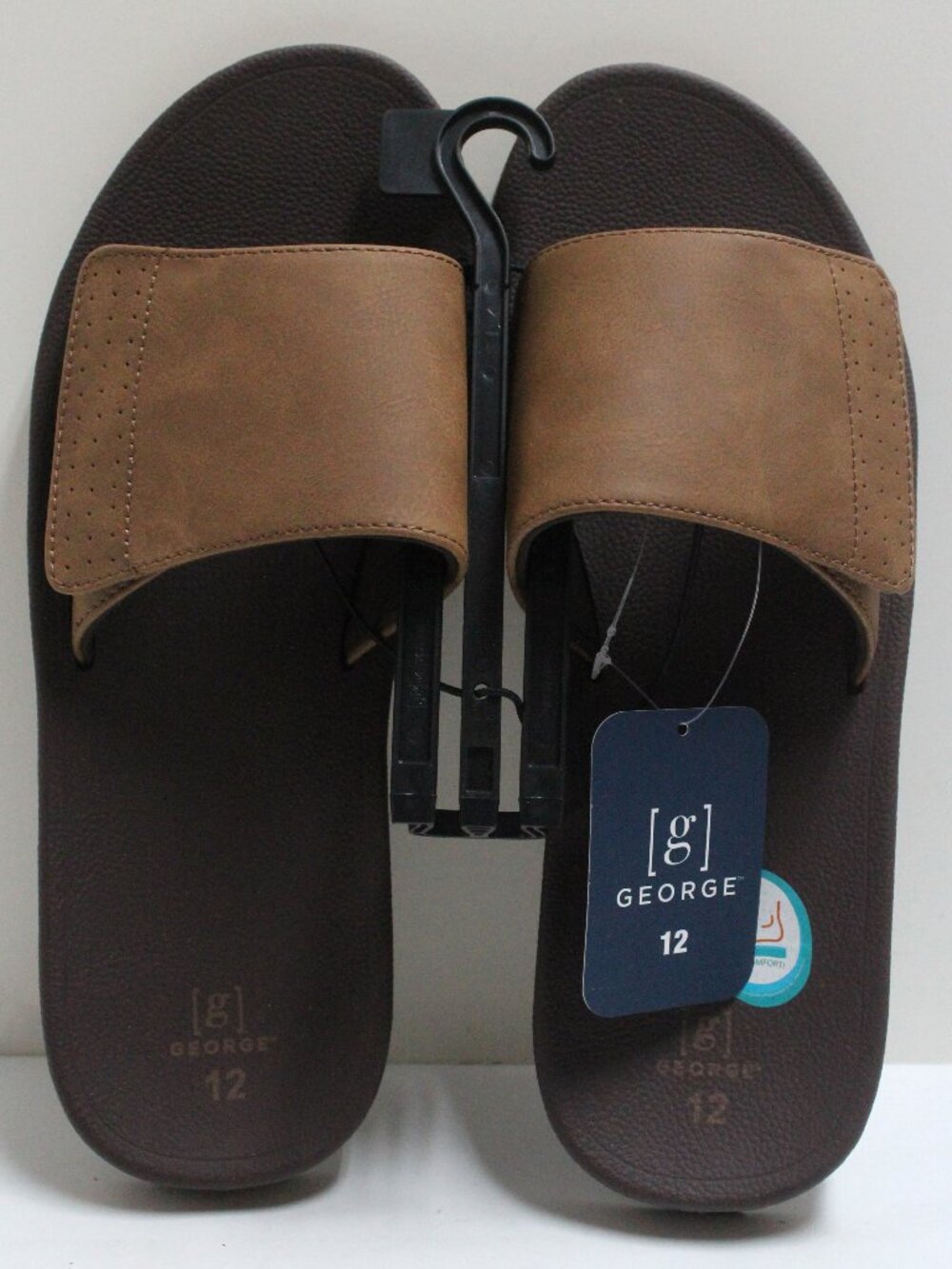 George NWT Men's Size 12 Brown Comfort Footbed Slide or Sandal Shoe